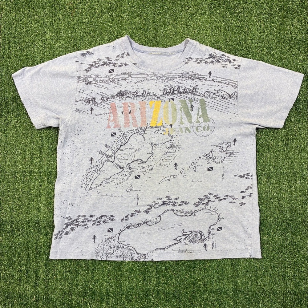 Vintage Arizona Jean Co Nautical Map All Over Print Graphic T-shirt